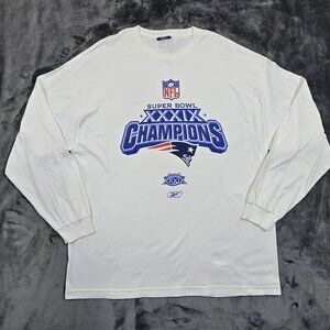 Vintage New England Patriots Super Bowl XXXIX Shirt Mens XL White NFL Reebok 00s